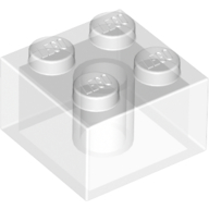 Lego kostka (kostička) 2x2, průhledná čirá (4130389, 4175396, 4190520, 4276601, 6195264, 6239418)
